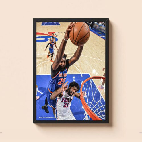 Mitchell Robinson Poster Dunk On Joel Embiid Poster