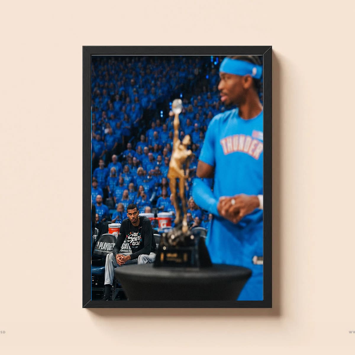 Shai MVP Trophy Wembanyama Viral Moment Poster Shai MVP Trophy Wembanyama Viral Moment Poster