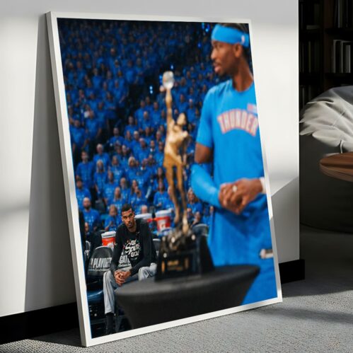 Shai MVP Trophy Wembanyama Viral Moment Poster