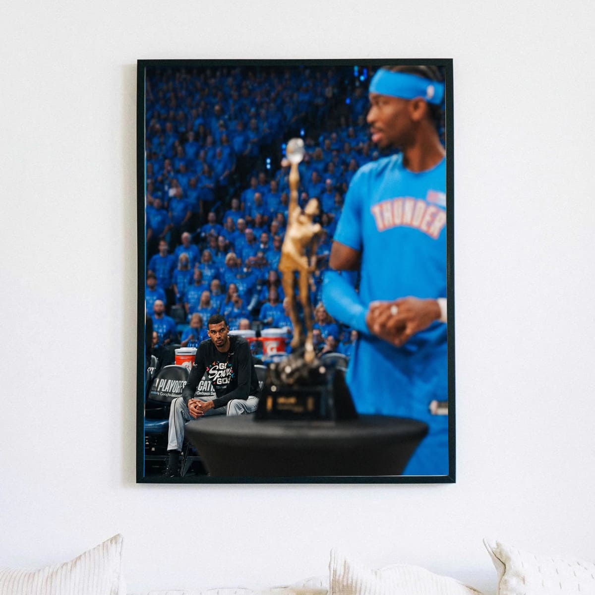 Shai MVP Trophy Wembanyama Viral Moment Poster Shai MVP Trophy Wembanyama Viral Moment Poster